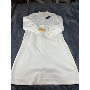 Eoscob Vintage blouse and‎ skirt White Long Sleeve Modest Church Career size 7/8